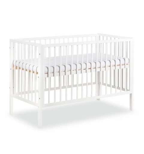 Klupś Frank - łóżeczko dziecięce, drewniane 120x60 | Biały