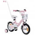 Rowerek dziecięcy 12 cali TomaBike PLATINUM z prowadnikiem | Jasno-Różowy