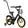 Rowerek dziecięcy 14 cali TomaBike PLATINUM z prowadnikiem | Czarno-Żółty