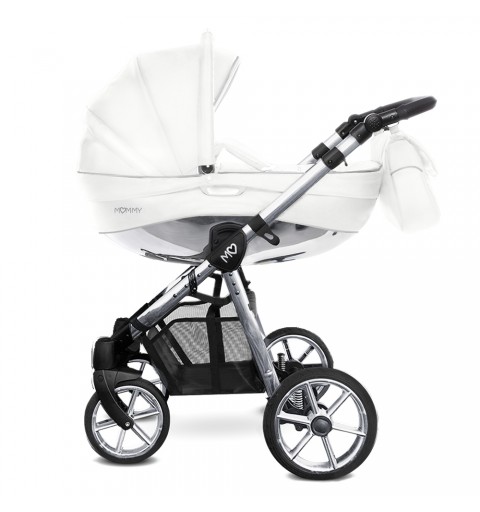 Babyactive Mommy Glossy White - wózek wielofunkcyjny, zestaw 2w1 z opcją 3w1 i 4w1 | Silver mgw03