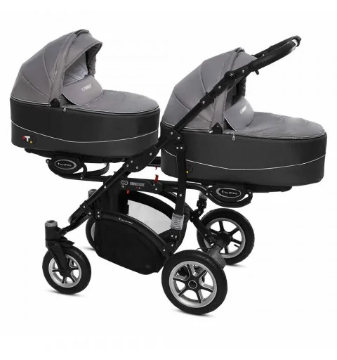 Babyactive Twinni Black - wózek wielofunkcyjny, zestaw 2w1 z opcją 3w1 i 4w1 | 09 Silver